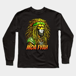 Moa Fyah Jamaican Rasta Lion of Judah Long Sleeve T-Shirt